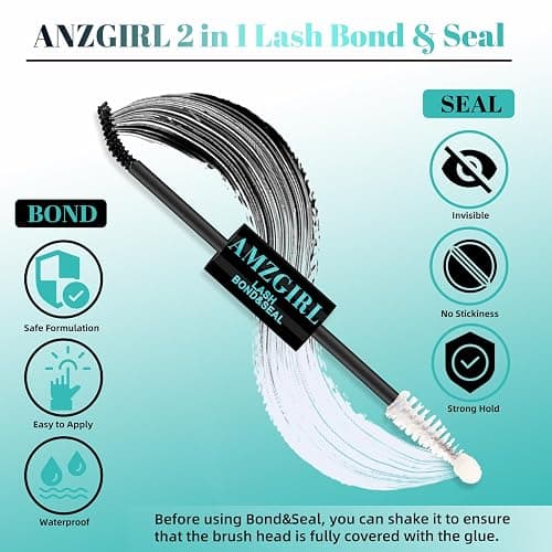Lash Bond and Seal Eyelash Cluster Glue House of Lash Clusters Mascara Wand Glue 10ml Long Lasting 72 Hours Black Cluster Lash Glue + Lash Seal 2 in 1 Lash Clusters at Home by AMZGlRL(Black) thumbnail 3