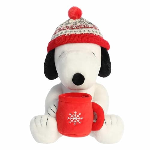 Aurora® Festive Peanuts® Winter Hat Snoopy with Mug Stuffed Animal - Officially Licensed Toys for All Snoopy Fans - Perfect for Holiday Decorations or Gifts - White 12 Inches thumbnail 2