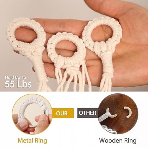 YKBU Stuffed Animals Hammock Corner Hanging Net Macrame Stuffed Animal Storage Plush Toy Holder Toy Organizer for Boho Nursery Playroom Bedroom Kids Room (cream, Large) thumbnail 4
