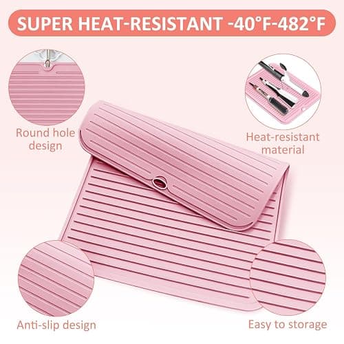 Quccefods Large Heat Resistant Silicone Mat for Hair Styling Tools - Curling Irons, Flat Irons, and Hair Straighteners thumbnail 5