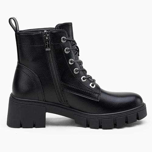 Vepose Women's Lace-Up Combat Ankle Boots with Chunky Platform Heel | Comfortable military-style booties, side zipper and memory foam insole, for city days, concerts and relaxed fall outfits thumbnail 4