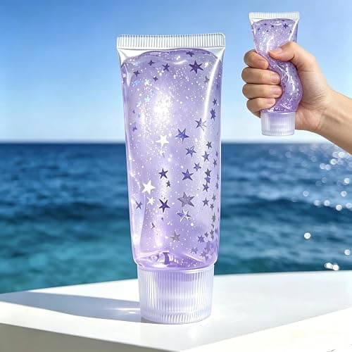 Clear Jam Bottle Squishy Toy, Cute Toothpaste Slow Rising Fidget Sensory Toys for Stress Anxiety Relief, Soft Desk Squeeze Toy Birthday Gifts for Adults (Star Purple) - Image 1