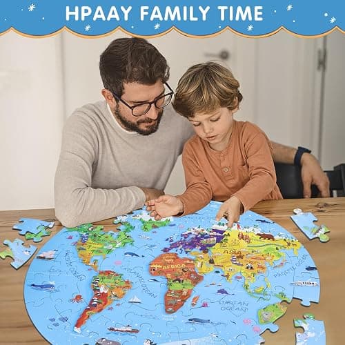 DIGOBAY World Map Jigsaw Puzzle for Kids 4-8, 70 Piece Large Round Floor Puzzles for Kids Ages Toddler Puzzle Globe Geography Games Educational Toys Birthday for Children thumbnail 7