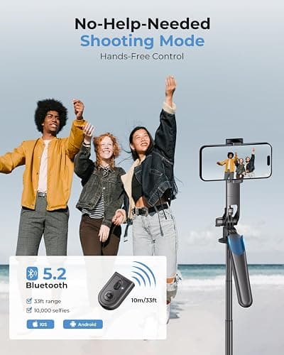72" Phone Tripod, Tripod for iPhone with Wireless Remote Control, Portable Selfie Stick for iPhone, Live Streaming, Video Recording, Compatible with Cell Phones, Cameras thumbnail 5