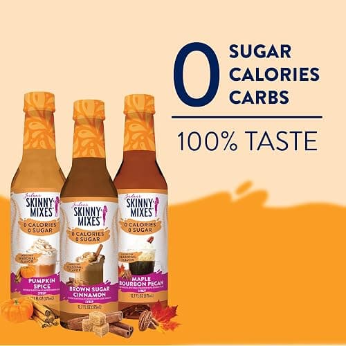 Jordan's Skinny Mixes Sugar Free Coffee Syrup, Holiday Fall Syrup Trio Coffee Flavoring Syrup, Zero Calorie Drink Mix for Lattes, Baking, Protein Shake, Dairy & Gluten Free, Kosher,12.7 Fl Oz, 3 Pack thumbnail 4