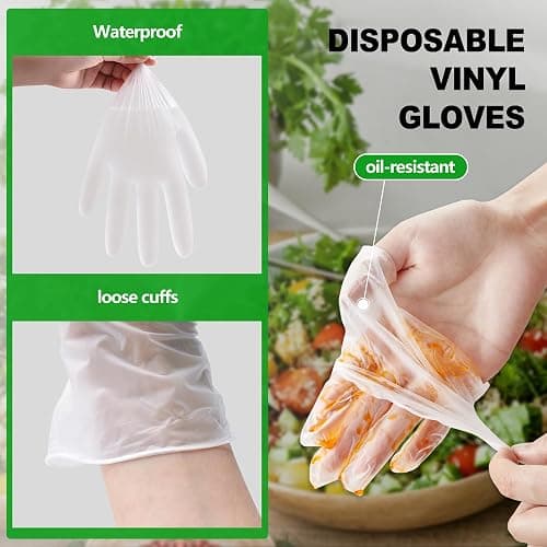 SWIFTLITE Disposable Vinyl Gloves, Food Safe, Latex-Free Powder-Free Clear Plastic Gloves for Cooking, House Clean, Food Prep thumbnail 7