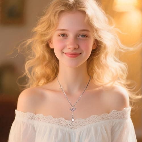 9 Pcs Y2K Necklace Set for Women, Goth Grunge Jewelry with Gothic Cross, Fairy Angel, Heart Wings, Butterfly, Pink Rhinestone Pendant and Choker, Premium Gifts for Friends Family on Birthday Holiday thumbnail 5