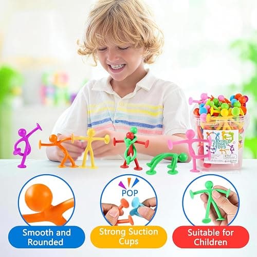 GOLDGE 50 Pack Suction Cup Fidget Toys Set,Humanoid Sensory Toys for Kids with Autism, ADHD, & Stress Relief, Bath & Travel Toys for Classroom,Party Favors, Stocking Stuffers for Boys Girls thumbnail 5