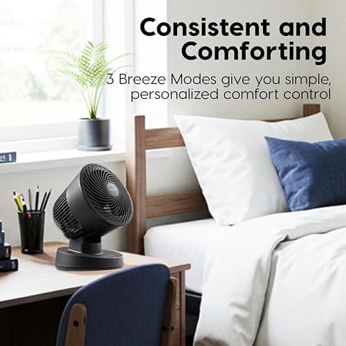 IRIS USA WOOZOO Air Circulator Fan with Remote, Oscillating, 3 Speeds, 56ft Max Air Distance, Adjustable Tilt, Quiet Motor, Small Fan for Bedroom, Office, Dorm, Black thumbnail 9