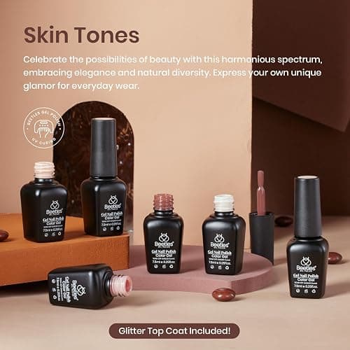 beetles Fall Gel Polish Set - Skin Tones Collection Nude Brown 6 Colors Gel, Polka Dot Nails Design Neutral Polish Soak off Uv Led Lamp Needed Manicure Diy Home thumbnail 2