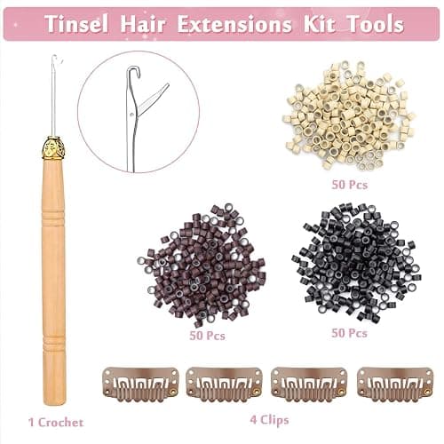YUBTY Hair Tinsel Kit 20 Colors 4800 Strands Fairy Hair Tinsel Heat Resistant 48 Inches Glitter Tinsel Hair Extensions Highlights Sparkling Hair Tinsel Kit for Girls Hair Accessories Party Festival thumbnail 5
