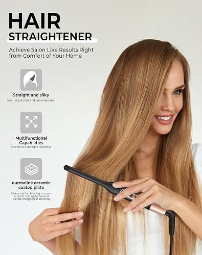Pencil Hair Straightener, 2-in-1 Mini Hair Straightener, Travel-Size with 4 Adjustable Temperatures,Portable Lightweight Design for Short Hair & Beards thumbnail 2