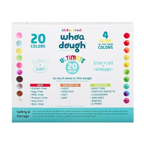 Chuckle & Roar Whoa Dough Ultimate Pack, Gluten Free Playdough Set, 20 Pack | 20 Colors for More Mixing & Modeling, Resealable Containers, Gluten Free Sensory Dough, Glow in the Dark Sensory Play thumbnail 7