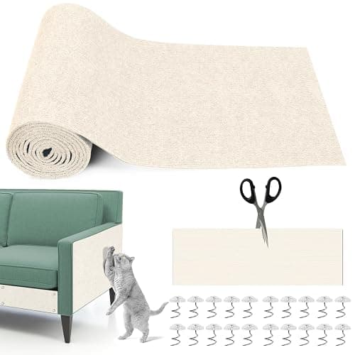 Cat Scratching Mat, 118" x 15.8" Self-Adhesive Trimmable Cat Scratching Carpet Mat with 20 Screws, DIY Cat Scratchers Furniture Protector for Indoor Cats, Couch, Wall and Cat Tree Shelves - Image 1