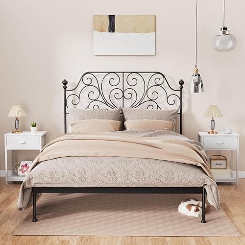 Furologee White Nightstands Set of 2, End Table with Fabric Drawer, Small Side Table for Small Spaces, 2 Tiers Storage Shelves End Table, Bedside Table for Living Room, Bedroom, Dorm - White - 2 thumbnail 2