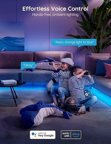 Govee Smart RGB LED Strip Lights, 16.4ft WiFi LED Strip Lighting Work with Alexa and Google Assistant, 16 Million Colors with App Control and Music Sync LED Lights for Bedroom, Home Decor thumbnail 2