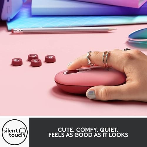 Logitech POP Mouse, Wireless Mouse with Customizable Emojis, SilentTouch Technology, Precision/Speed Scroll, Compact Design, Bluetooth, Multi-Device, OS Compatible - Heartbreaker Rose thumbnail 4