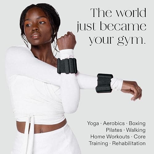 Bala Bangles Wrist & Ankle Weights for Women & Men - Adjustable Weighted Bands - Soft Silicone Arm & Leg Weights for Pilates, Yoga, Walking, Barre, Home Workout & Strength Training Exercise thumbnail 3