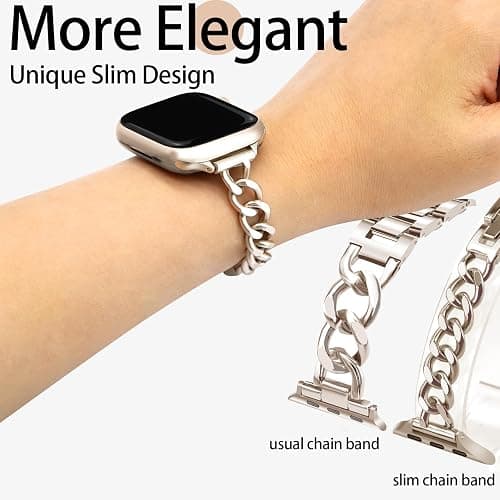 Newlibery Slim Starlight Band for Women Feminine Elegant Compatible with Apple Watch 38/40/41/42mm (S10/11) Adjustable Metal Strap Dressy Chain Bracelet for iWatch Series 11/10/9/8/7/6/5/4/SE/3/2/1 thumbnail 3