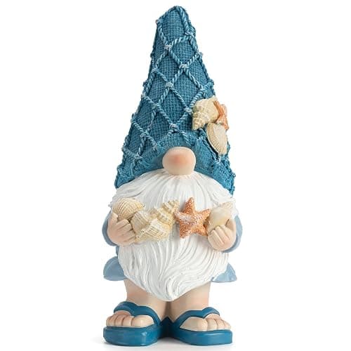 Etlemonde Beach Gnomes Statues,Ocean Gnomes,Nautical Themes Decoration,Beach, Gnome Holding Seashells - Image 1