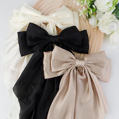 Canitor Hair Bows for Women Silky Satin Hair Ribbon Barrettes Clip Oversized Long Tail Hair Bows Cute Aesthetic Coquette Fashion Hair Accessories Preppy Teen Girl Gifts Trendy Stuff Things thumbnail 6