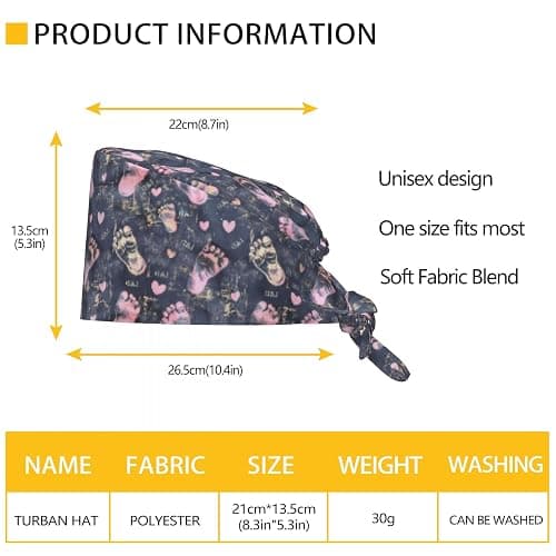 Starry Night Cardiac Adjustable Working Caps with Sweatband Scrub Hats Surgical Headgear for Women/Men thumbnail 3
