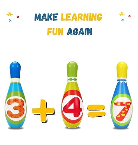 ToyVelt Kids Bowling Set - with 10 Bowling Pins & 2 Balls - Educational Early Development Indoor & Outdoor Games Set - for Toddlers & Infants Boys & Girls Ages 3,4,5-12 Years Old thumbnail 5