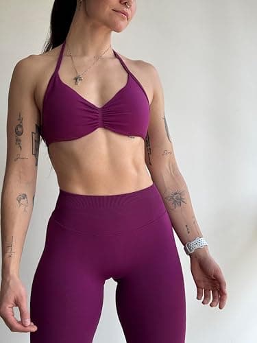 AUROLA Influence Strappy Bra Sports Bras for Women, Backless Padded Impact Strappy Bra Workout Gym Yoga with Removable Cups thumbnail 3
