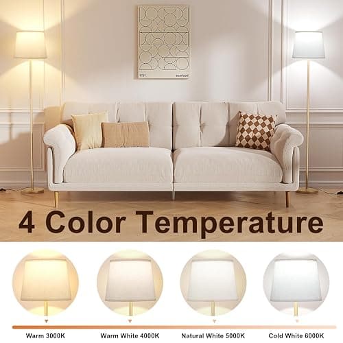 Raexpectis 【Upgraded Floor Lamps for Living Room, Modern Floor Lamp with Remote Control, Dimmable Colors Temperature Standing Lamp Foot Switch, 9W Bulb Tall Lamps for Bedroom Office Kid Room - Gold thumbnail 3