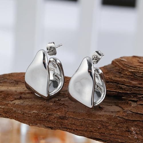 Kyerlyn Chunky Gold Earrings for Women, 14K Gold/Silver Plated Statement Geometric Dangle Drop Earrings Chunky Trendy Knot Stud Hypoallergenic Fashion Jewelry Gift thumbnail 5