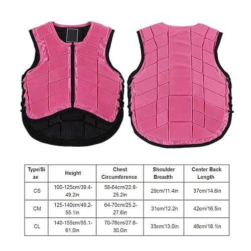 PerGar Children Equestrian Vest, Foam pad Safety Riding Equipment, Children Equestrian Protective Clothing, Pink Unisex Equestrian Protective Vest thumbnail 2
