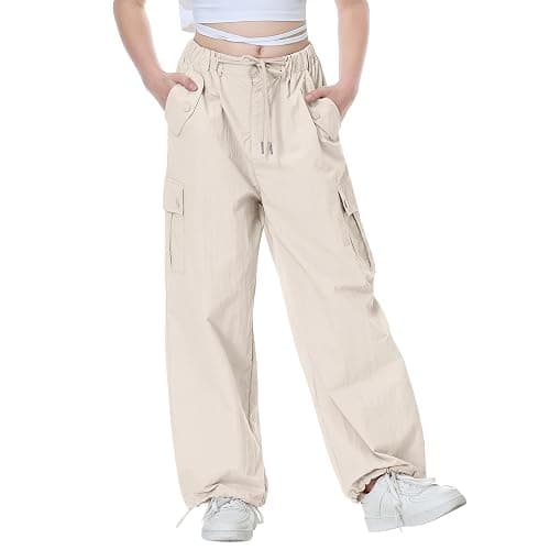 Rolanko Parachute Pants for Girls Y2K Cargo Trousers with Pockets Harajuku Jogger Pants Kids 4-14 Years - Image 1