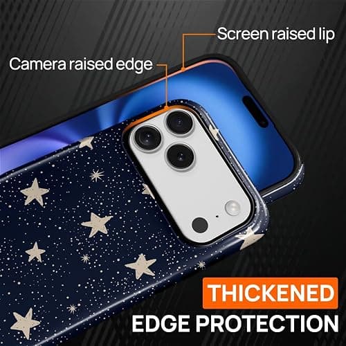 casesok for iPhone 17 Pro Max Case,Compatible with MagSafe,Dual-Layer Hard Shell + Silicone Cover,Full Body Protection Shockproof Case for iPhone 17 Pro Max-Midnight Starry Sky thumbnail 6