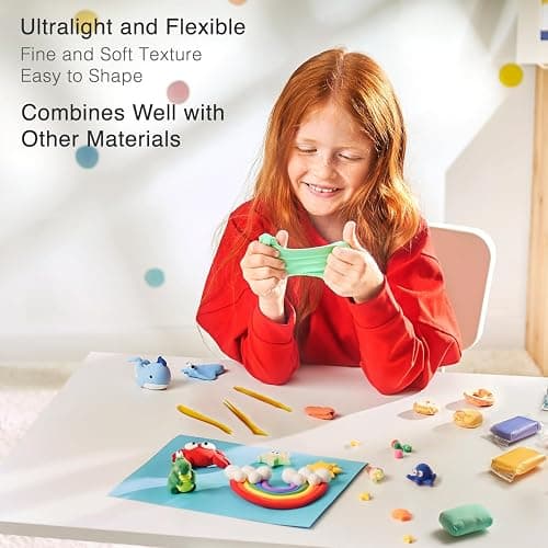 FlyFlag Air Dry Clay - 70 Colors, Ultra Light and Soft, Non-Toxic Modeling Clay for Kids with Tools and Tutorials, for Creative Play and Learning thumbnail 3