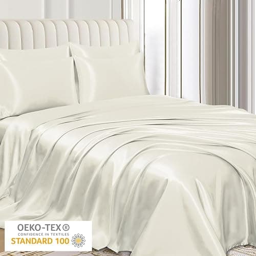 Pamposh Satin Silk Pillowcases For Hair And Skin Pillow Cases 2 Pack with Envelope Closure, Gifts for Women (2 Pcs Pillowcases (50 x 75 cm), Ivory White) thumbnail 3