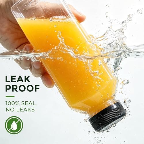 16oz Plastic Juice Bottles with Caps (36 Pack) – Reusable Clear Empty Containers for Smoothies, Milk, Sensory Jars – Leak Proof Tamper Evident Lids, Includes Labels, Funnel & Brush – Meal Prep (16-OZ) thumbnail 4