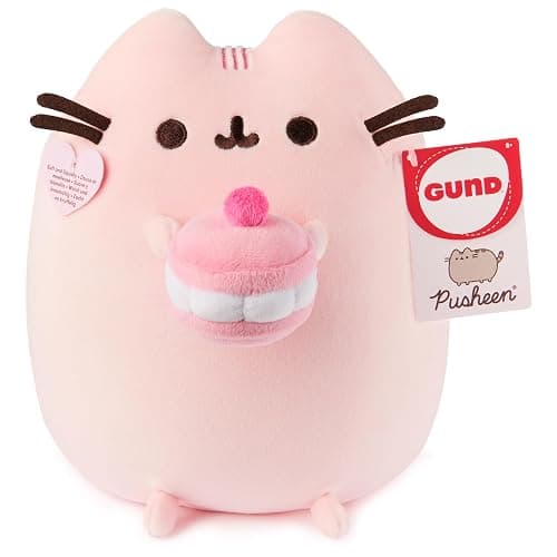 GUND Pusheen Cherry Macaron Squisheen Plush, Squishy Toy, Collectible Dessert Food Toy, Cat Stuffed Animal for Ages 8 and Up, Pink, 9.5” thumbnail 6