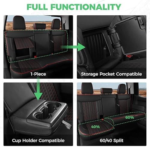 RIDEPOSH Custom Leather Seat Covers for Silverado/Sierra 1500 2019-2026, 2500HD 3500HD 2020-2026 Crew Cab Full Set with Jump Seat Cover,Truck Accessories thumbnail 5