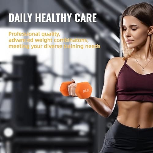 Fitvids Colored Neoprene Dumbbell Set with Rack, Multiple Weight Options, 20LBS, 32LBS, 50LBS and 56LBS Sets thumbnail 5