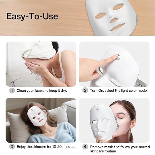 SUERBEATY Red Light Mask For Face, 7-1 Colors Red Light Face Mask, Facial Skincare At Home, Cordless, Portable and Rechargeable thumbnail 7