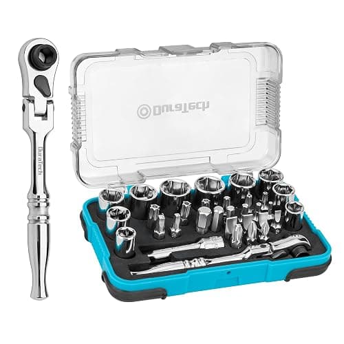 DURATECH 33-Piece 1/4" Drive Socket and Ratchet Set | 2 in 1 Flex Head Ratchet with Magnetic Bit Driver, CR-V Steel Sockets & Bits, Storage Case - Image 1