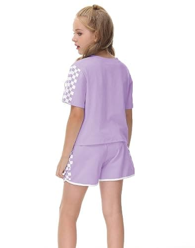 Haloumoning Unisex Girls Boys 2 Piece Outfits Crop Tops and Shorts Set Soft Cotton Clothing Sets Sports Tracksuit thumbnail 3