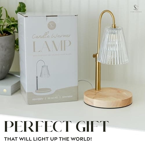 STERN & SPLENDID Adjustable Wood Candle Warmer Lamp for Jar Candles – Large Round Base, Dimmable Electric Candle Melter with Timer, Flameless Candle Heating Lamp with 4 Halogen Light Bulbs thumbnail 9