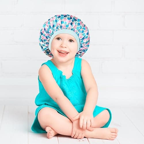 3 Pcs Bonnet for Kids, Kids Bonnets for Girls, Satin Silk Hair Bonnet for Sleeping, Soft Wide Band Sleep Cap for Curly Hair Braids for Teens Child Toddler thumbnail 2
