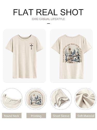 Western Shirts for Women Cowgirl Shirt Vintage Cowboy Country Graphic T Shirt Bible Verse Christian Inspirational Tops thumbnail 5