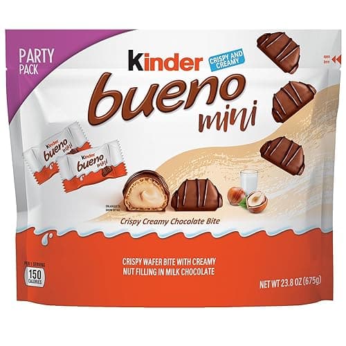 Kinder Bueno Mini, 125 Count Party Pack, Milk Chocolate and Hazelnut Cream, Individually Wrapped Chocolate Bars, 23.8 oz