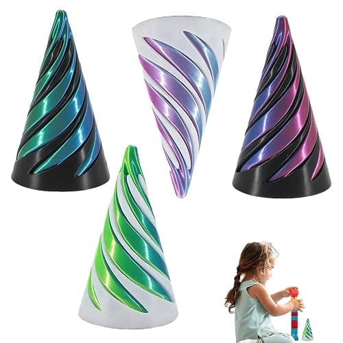 4 Pcs Spiral Cone Fidget toy, 3D Printed Fidget Toys, Impossible Cone Figet Toys, Beautiful and Durable Figet Toys Suitable for use at Home School Office and Outdoors - Image 1