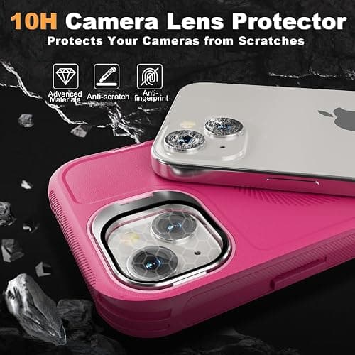 Follaroma for iPhone 15 Case with Stand & Built-in Camera Cover, MagSafe Compatible, Heavy-Duty Shockproof Protection, Magnetic & Rugged Phone Cover for iPhone 15 6.1'', Hot-Pink thumbnail 4