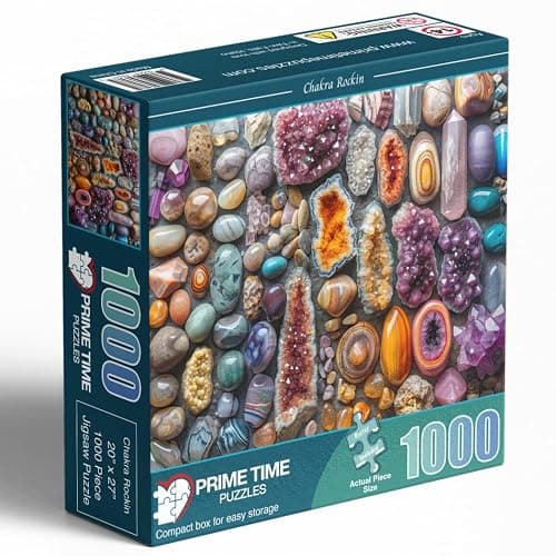 Prime Time Puzzles 1000 Piece Rock Jigsaw Puzzle for Adults - Colorful Crystals and Healing Stones - Challenging Puzzle Perfect for Game Nights - Unique and Difficult - 20x27 inches (Chakra Rockin) thumbnail 5