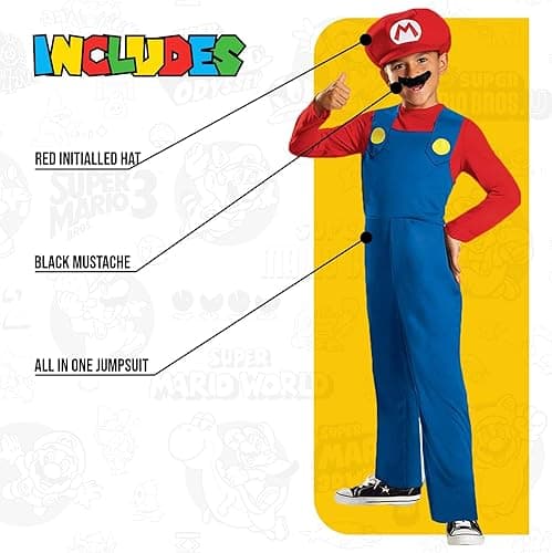 Nintendo Super Mario Costume, Officially Licensed Super Mario Brothers Boys Costume - Large/10-12 - Costume thumbnail 3